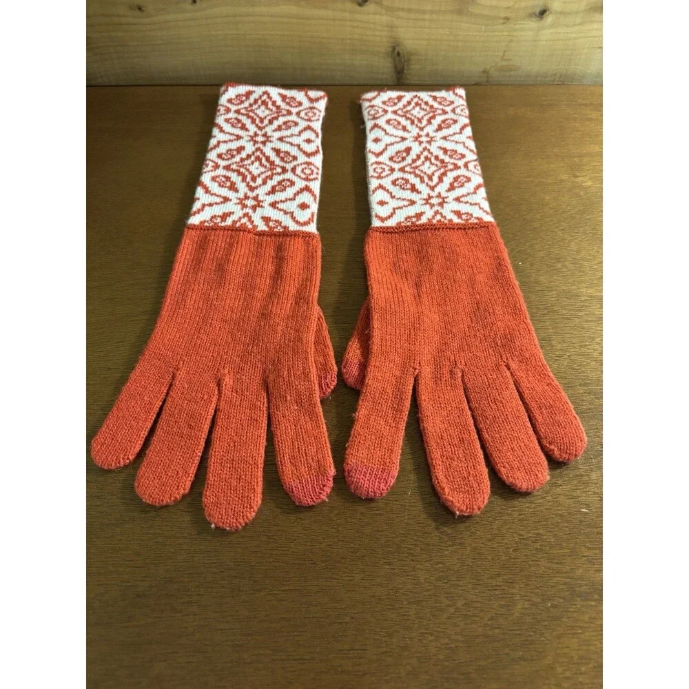 Vera Bradley Gloves Orange Silhouette Pattern Tech Long Foldable Versatile Soft